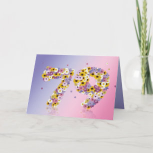 79th birthday card with flowery letters