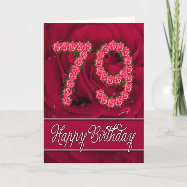 79th birthday card with roses and leaves (Front)