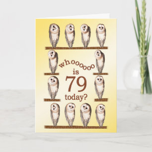79th birthday, Curious owls card. Card