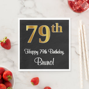 79th Birthday ~ Elegant Luxurious Faux Gold Look # Napkin