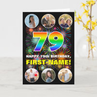 79th Birthday: Fun Rainbow #, Custom Name & Photos