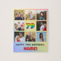 79th Birthday: Fun Rainbow #, Custom Name & Photos