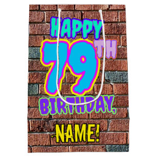 79th Birthday: Fun, Urban Graffiti Inspired Look Medium Gift Bag