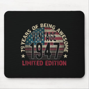 79th Birthday Gift Men Vintage Born 1947 Turning 7 Mouse Pad