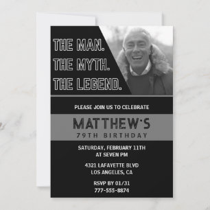 79th birthday invitations Black The Man The Legend