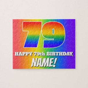 79th Birthday — Multicolored Rainbow Pattern “ Jigsaw Puzzle