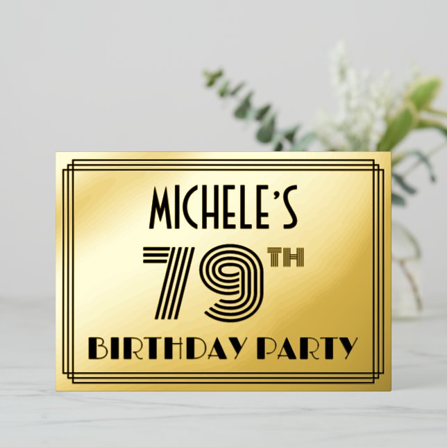 79th Birthday Party — Art Deco Style “79” & Name (Standing Front)