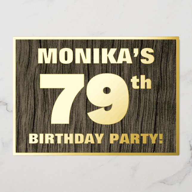 79th Birthday Party: Bold, Faux Wood Grain Pattern (Front)