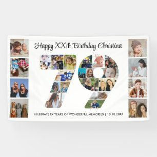79th Birthday Party Number 79 Photo Collage Banner