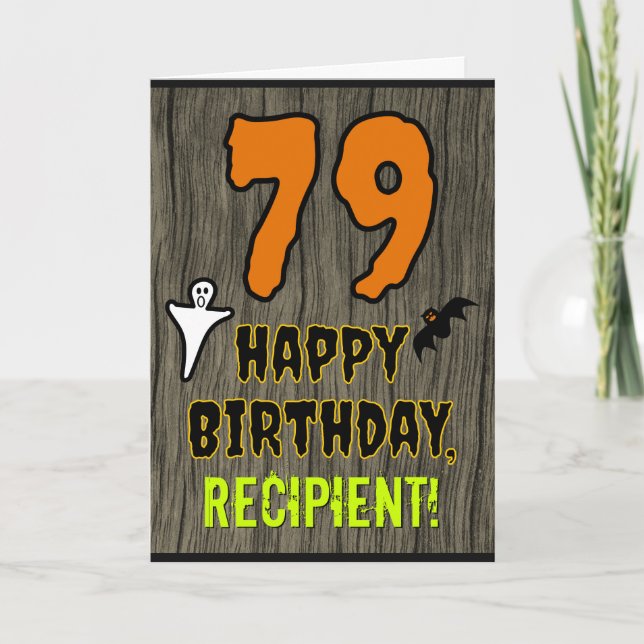 79th Birthday: Spooky Halloween Theme, Custom Name Card (Front)