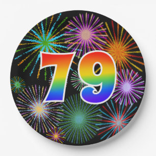 79th Event - Fun, Colorful, Bold, Rainbow 79 Paper Plate