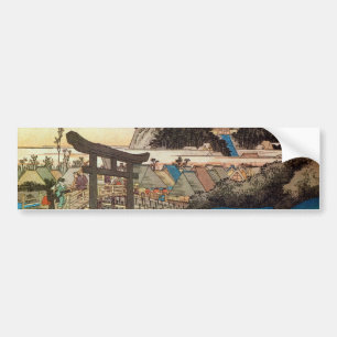7. 藤沢宿, 広重 Fujisawa-juku, Hiroshige, Ukiyo-e Bumper Sticker