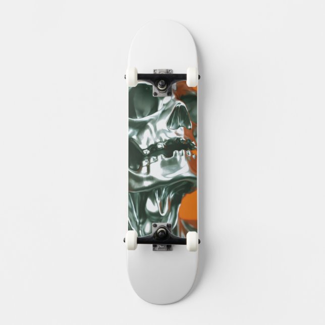 7 3/4" Silver Skull Skateboard (Front)