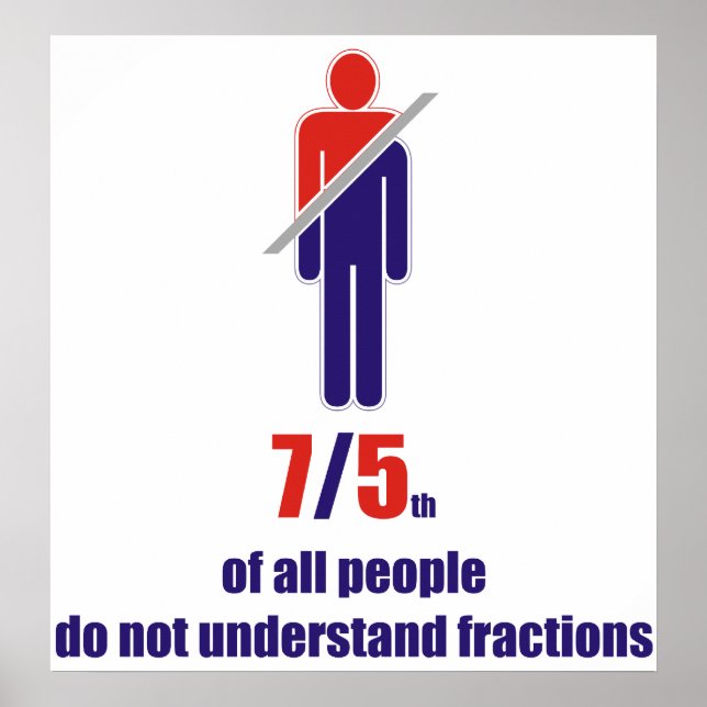 7/5th of all people do not understand fractions poster (Front)