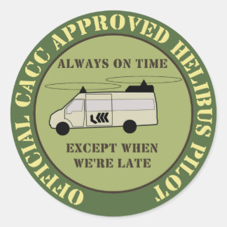 7.6cm Helibus Pilot Patch Classic Round Sticker