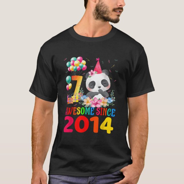 7 7Th Panda Awesome Since 2014 T-Shirt (Front)
