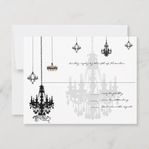 7 Black Chandeliers Wedding RSVP Cards