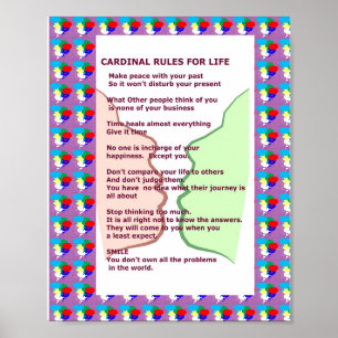 7 CARDINAL RULES FOR LIFE Graphic Art Wisdom Text Poster
