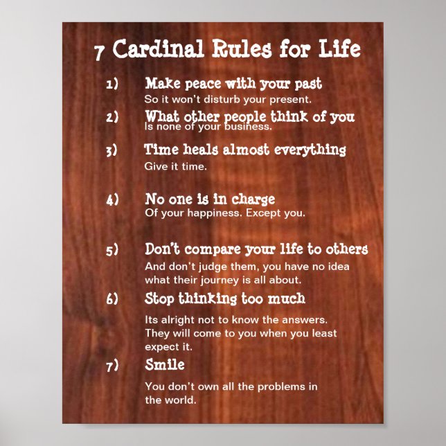 7 Cardinal Rules for LIFE Poster (Front)