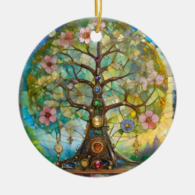 7 Chakra Blossoming Tree Of Life Ceramic Tree Decoration (Front)