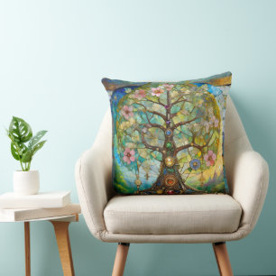 7 Chakra Blossoming Tree Of Life Cushion