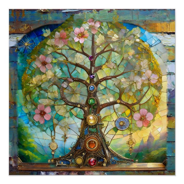 7 Chakra Blossoming Tree Of Life Poster (Front)
