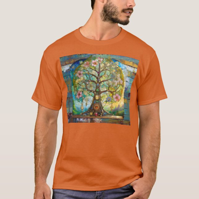 7 Chakra Blossoming Tree Of Life T-Shirt (Front)