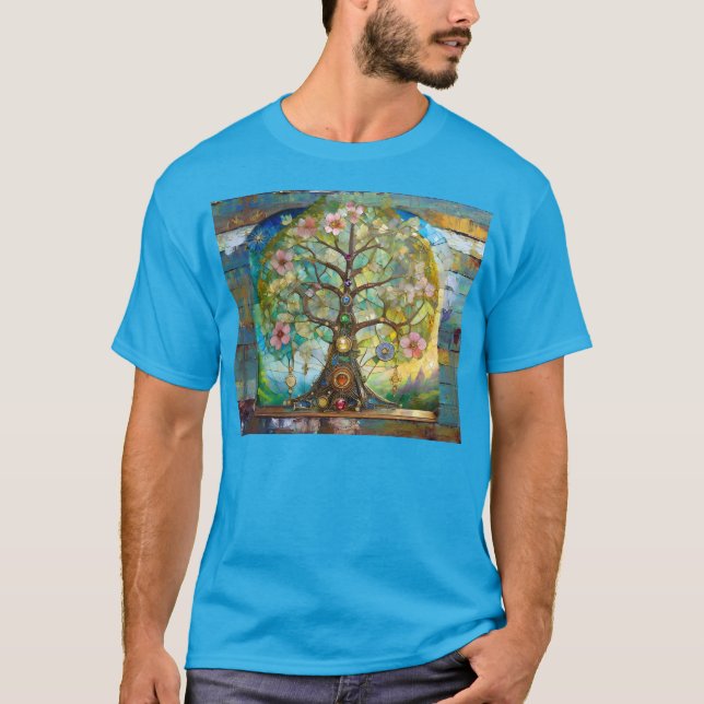 7 Chakra Blossoming Tree Of Life T-Shirt (Front)
