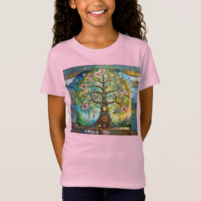 7 Chakra Blossoming Tree Of Life T-Shirt (Front)
