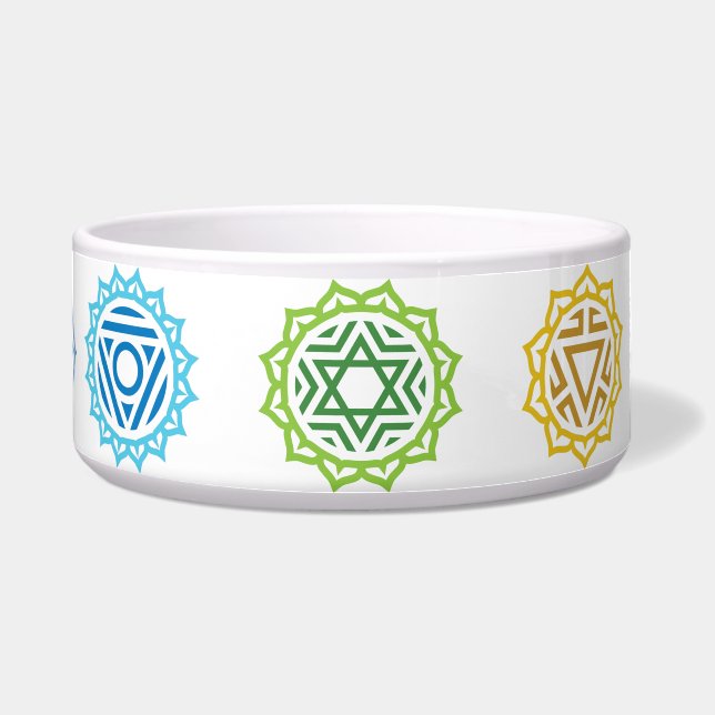 7 Chakras Energy Large Dog Bowl (Front)