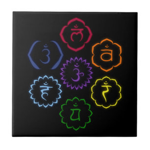 7 Chakras in Circle Tile