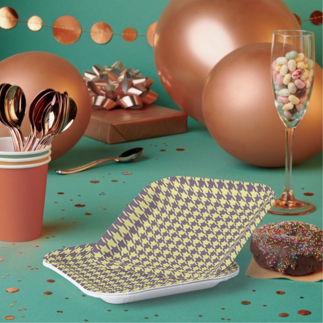 7" Chequered Square Paper Plates (Multi)
