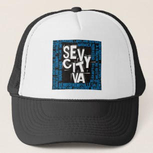 7 City Districts - Black/Blue Logo Trucker Hat