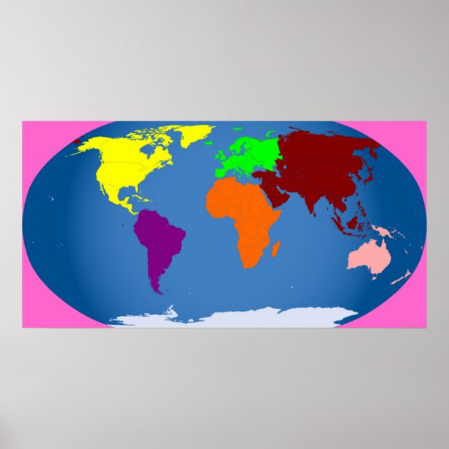 7 Continents Print Huge 3 ft by 1 1/2 ft (Front)