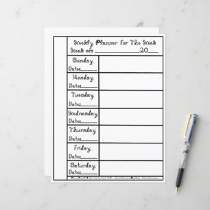 7 Day Black Fabric Font Weekly Planner Stationery