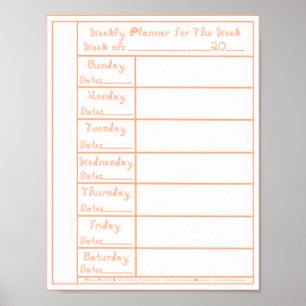 7 Day Peach Fuzz Fabric Font Weekly Planner Print