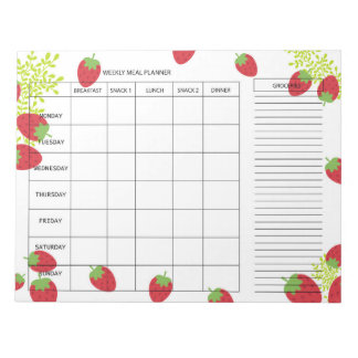 7-Day Weekly Meal Planner – Fresh Strawberry Notepad