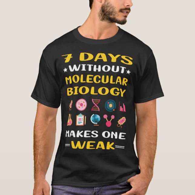 7 Days Without Molecular Biology Biologist T-Shirt (Front)