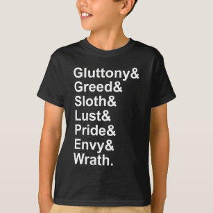 7 Deadly Sins - Pride Gluttony Lust Wrath Envy T-Shirt