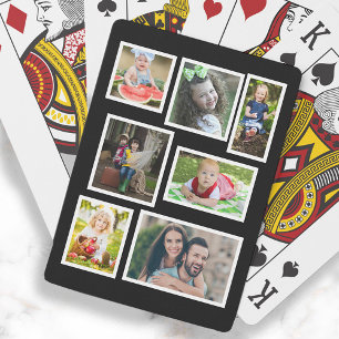7 Family Photo Collage Black Choose Your Colour  Playing Cards