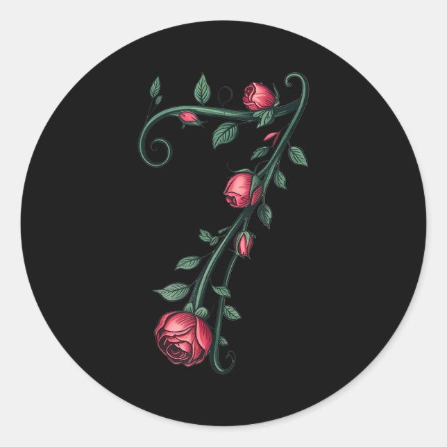 7 Floral 67 Rose Valentines Day Funny Love Matchin Classic Round Sticker (Front)