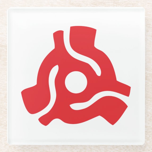 7 inch 45 rpm vinyl adapter insert spindle spider glass coaster (Front)