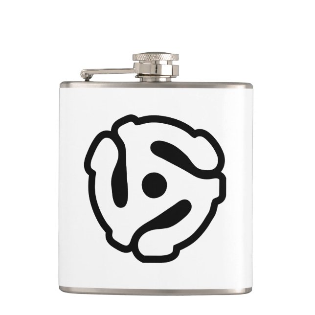 7 inch 45 rpm vinyl adapter insert spindle spider hip flask (Front)