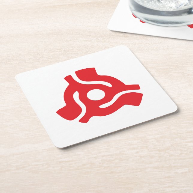 7 inch 45 rpm vinyl adapter insert spindle spider square paper coaster (Angled)