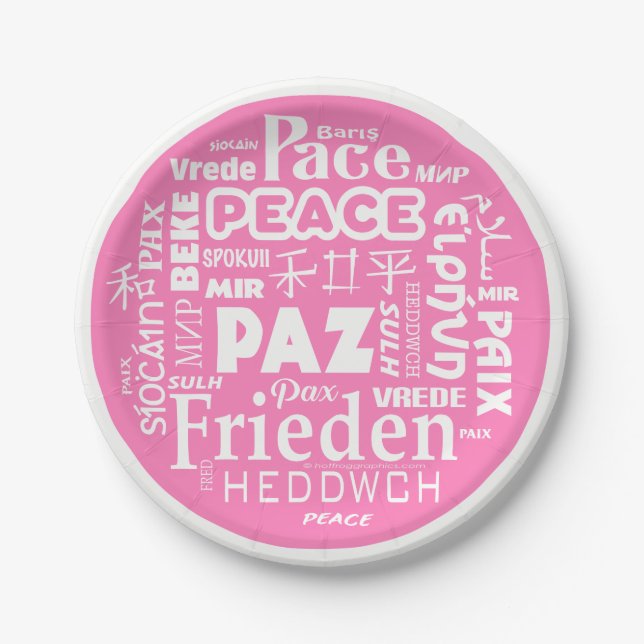 7 inch paper plate peace languages (Front)