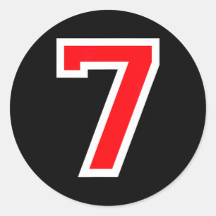 #7 jersey uniform varsity sports red number 7th classic round sticker