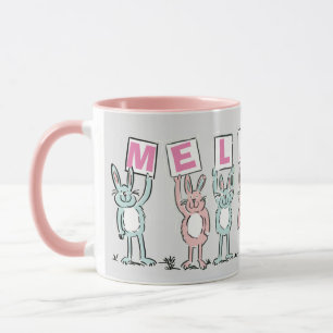 7 Letter Name with Rabbits Coffee Mug