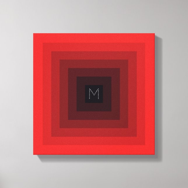 7-Level Red Inverted Pyramid Initial Personalised Canvas Print (Front)