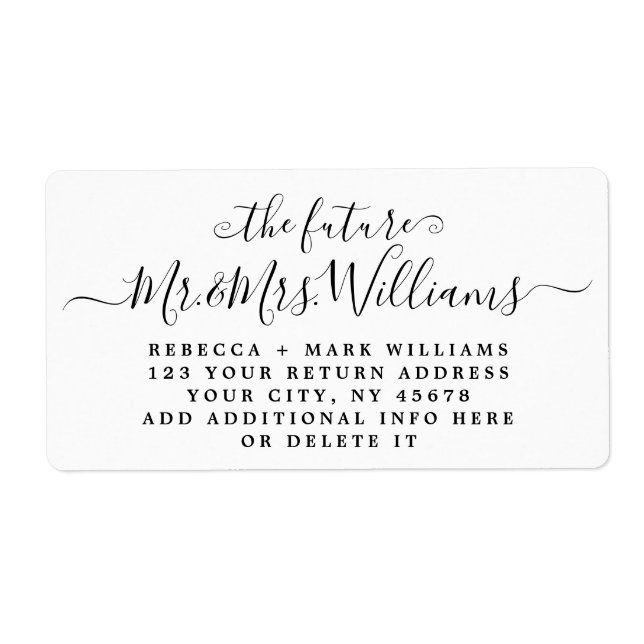 7 Lines Large Chic Script Wedding Return Address (Front)