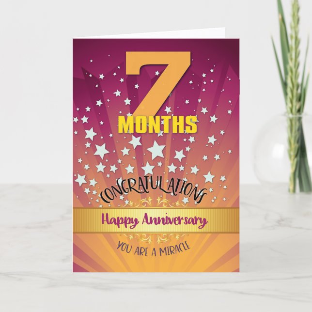 7 Months Recovery Anniversary Bold Numeral Card (Front)